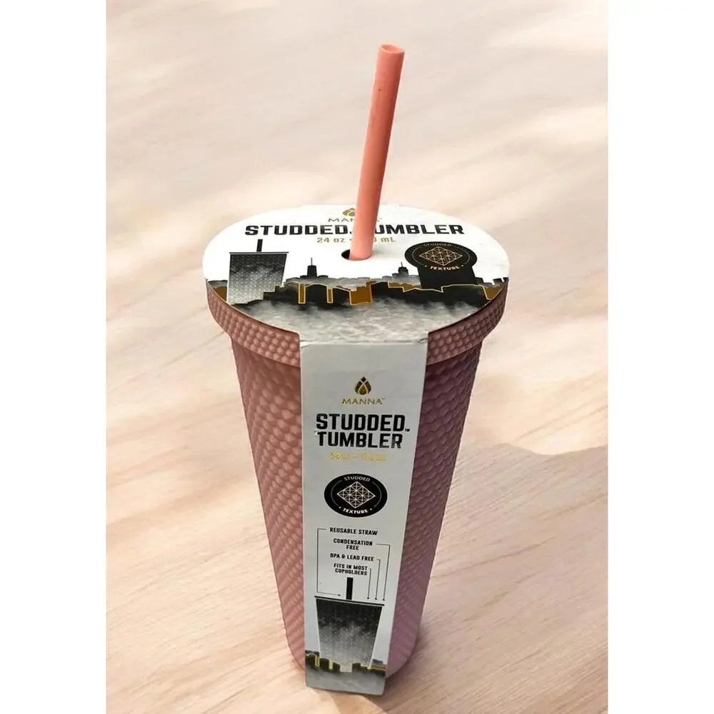 Manna Matte‎ Light Pink Studded Tumbler 24oz Venti Rubberized